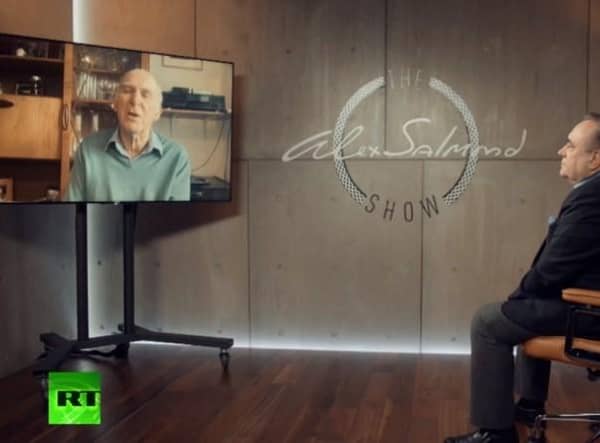 Vince Cable, the former leader of the Liberal Democrats, on Alba leader Alex Salmond's TV show on RT.