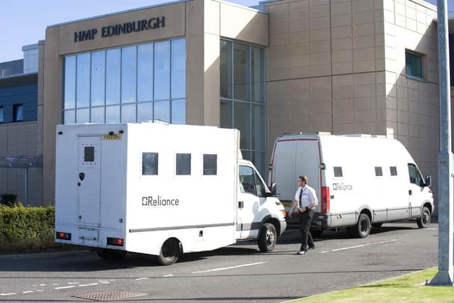 A Reliance van arrives at HMP Edinburgh Prison, Saughton Prison, in September, 2011.