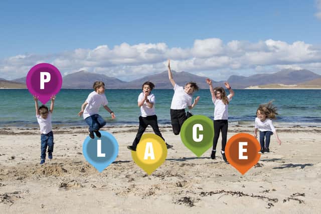 Local children gathered on Harris's Horgabost beach to launch the sustainable tourism initiative Isle of Harris is a Special PLACE, which calls for visitors to respect communities and the environment. Photo: John Maher