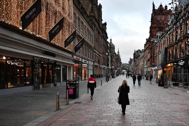 Glasgow city centre during coronavirus lockdown tier 4. Picture: John Devlin