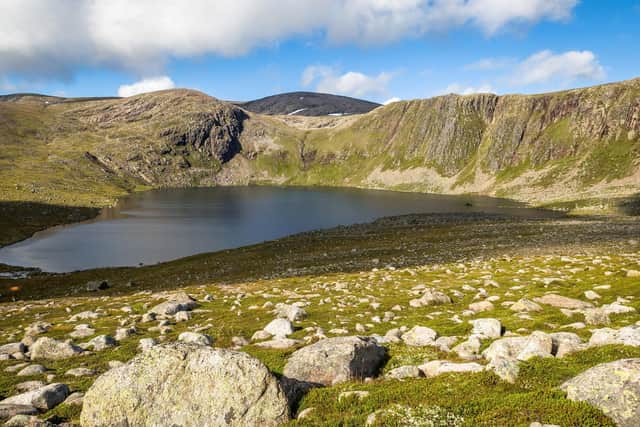 Coire Etchachan with Ben Macdui in the background, in the Cairngorms National Park