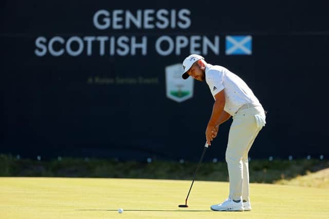Xander Schauffele putts in the final round on his way to winning the Genesis Scottish Open at The Renaissance Club last summer. Kevin C. Cox/Getty Images.