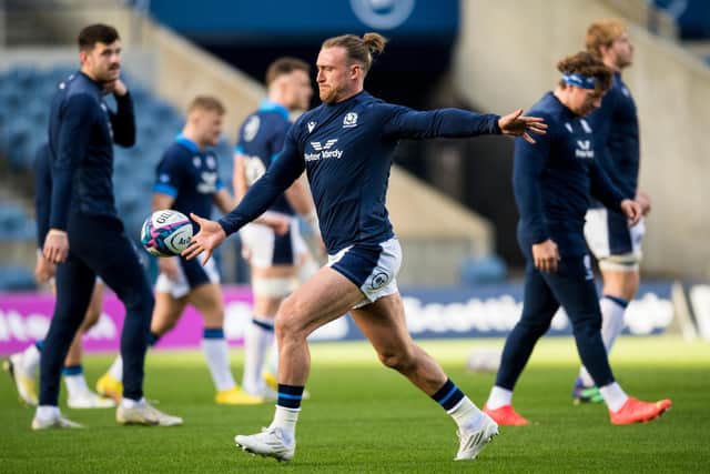 Stuart Hogg during a Scotland training session at BT Murrayfield. (Photo by Ross Parker / SNS Group)