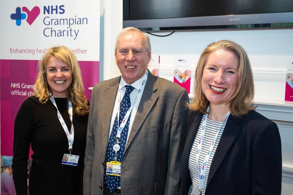 Lisa Duthie, Charity Lead; Dennis Robertson, Chair of NHS Grampian Charity Committee and Caroline Hiscox, Chief Executive of NHS Grampian.