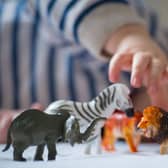 A preschool age child playing with plastic toy animals. Dominic Lipinski/PA Wire