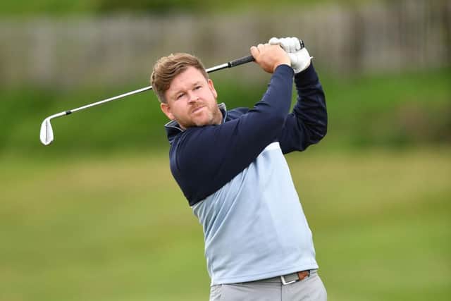 Paul O'Hara plays his second shot at the 18th hole during day one of the Loch Lomond Whiskies' Scottish PGA Championship at West Kilbride. Picture: Mark Runnacles/Getty Images.