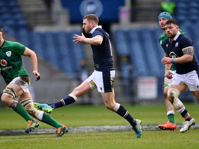Finn Russell's box of tricks includes footballer prowess with the ball at his feet and this would bring him Scotland's first-half try