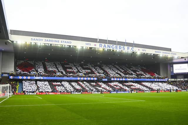 Rangers fans put on a display for Remembrance Day before the match against Hearts.