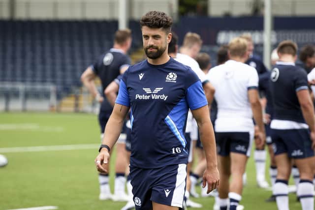 Adam Hastings during a Scotland training session at the Hive Stadium in Edinburgh.  (Photo by Craig Williamson / SNS Group)