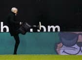 This picture of Jim Goodwin leaving Easter Road just after being sacked as Aberdeen boss was all the rage.