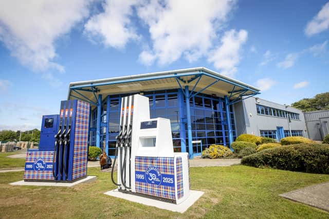 Pump dispensers outside the company's Scottish facility.
