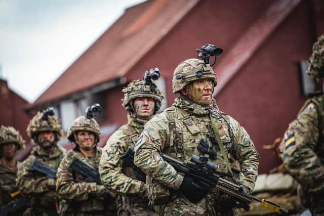 Reservist soldiers from 4th Battalion Princess of Wales's Royal Regiment take part in an urban operations exercise as part of their training (Picture: Adrian Dennis/AFP via Getty Images)