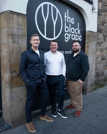 Stuart Hunter, Cameron Taylor and Murray Ainslie outside The Black Grape