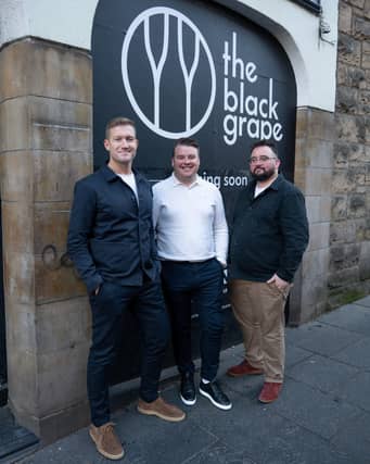 Stuart Hunter, Cameron Taylor and Murray Ainslie outside The Black Grape