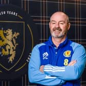 Steve Clarke at Hampden Park in March last year after signing a contract extension to remain Scotland head coach until 2026