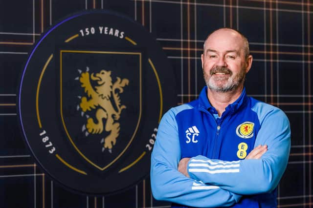 Steve Clarke at Hampden Park in March last year after signing a contract extension to remain Scotland head coach until 2026