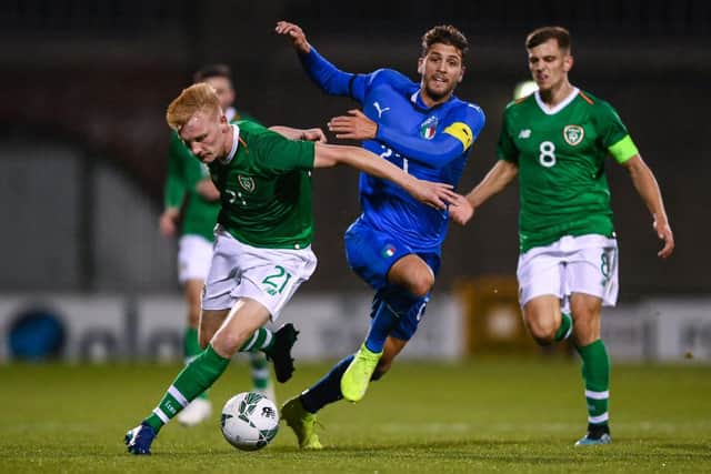 Liam Scales (left) in action for Ireland's Under-21s. (Photo by Harry Murphy/Getty Images)
