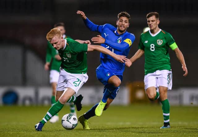 Liam Scales (left) in action for Ireland's Under-21s. (Photo by Harry Murphy/Getty Images)