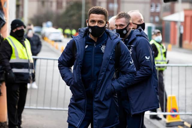 Rangers captain James Tavernier arriving for the match at Tannadice. Picture: SNS