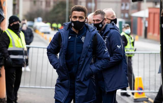 Rangers captain James Tavernier arriving for the match at Tannadice. Picture: SNS