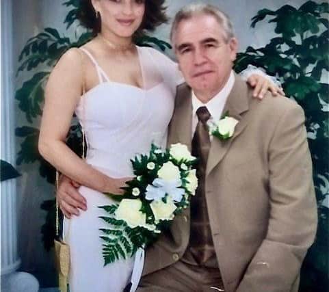 Brian Cox and his wife, the German actress Nicole Ansari at their wedding in 2002.