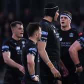 Glasgow Warriors players are dejected during a BKT United Rugby Championship match.