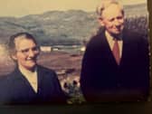 Roderick and Chirsty MacLeod, the parents of Lord Minginish, at their croft at Portnalong. PIC: Contributed.