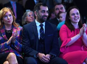Ash Regan (left) and Kate Forbes (right) applaud after Humza Yousaf was named as the party's new leader. Picture: AFP via Getty Images