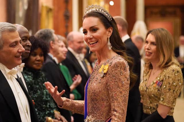 The Princess of Wales meets with guests during a reception for members of the Diplomatic Corps at Buckingham Palace, in London, on December 5. Photo: JONATHAN BRADY/POOL/AFP via Getty Images