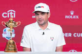 New US Ryder Cup captain Keegan Bradley speaks during a pres conference in New York on Tuesday. Picture: Jennifer Pottheiser/PGA of America.