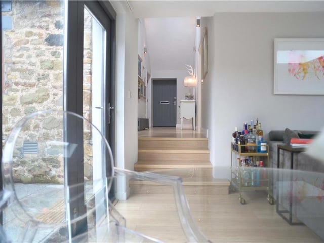 Looking back down hall from living area.