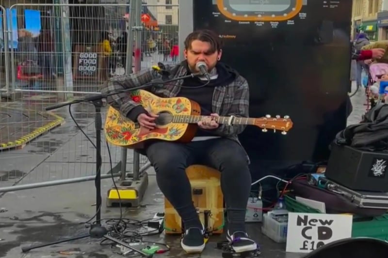 Another big mention on our poll, Ben Monteith is well-loved in the Glasgow buskers’ scene. Ben introduces himself on his Twitter as “a singer songwriter who busks in Glasgow” that ‘plays gigs’ and ‘loves him some music’. Complimented for his powerful singing voice, his songs have been called “honest and heartfelt”.
