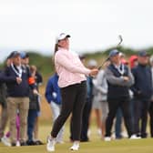 Milngavie's Lorna McClymont of Scotland hits an approach shot during the semi-finals in the 121st  Women's Amateur Championship at Portmarnock. Picture: Oisin Keniry/R&A/R&A via Getty Images.