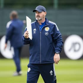 Scotland head coach Steve Clarke on the training pitch ahead of the World Cup play-off against Ukraine.  (Photo by Paul Devlin / SNS Group)