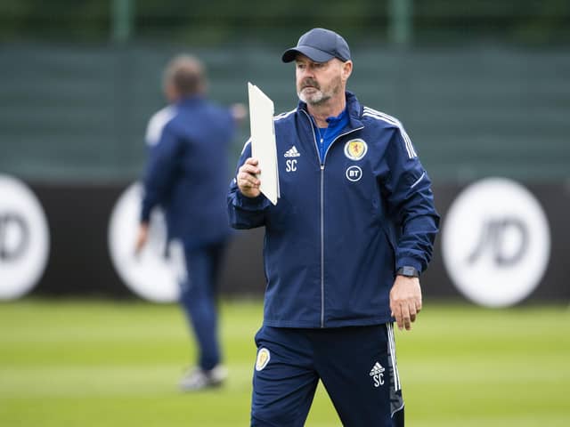 Scotland head coach Steve Clarke on the training pitch ahead of the World Cup play-off against Ukraine.  (Photo by Paul Devlin / SNS Group)