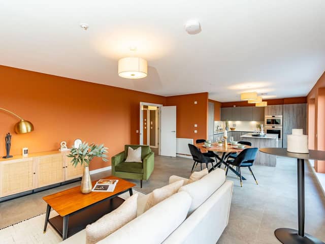 Living room of exclusive penthouses at The Wireworks, development
