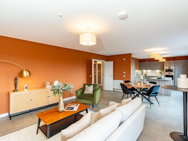 Living room of exclusive penthouses at The Wireworks, development