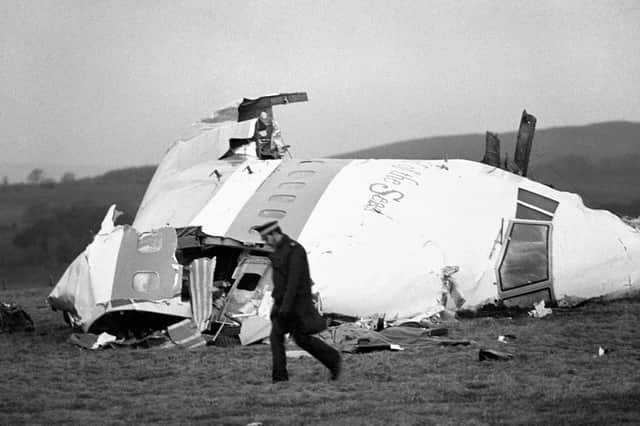 The wrecked nose section of the Pan-Am Boeing 747 in Lockerbie