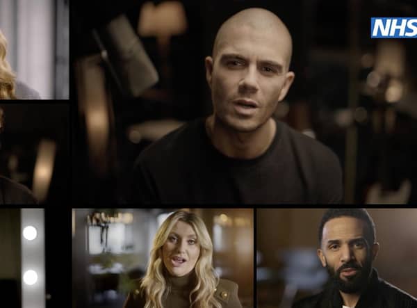 From top left clockwise, songwriter Laura Mvula, The Wanted's Max George, singer Craig David, singer Ella Henderson, Girls Aloud singer Nicola Roberts and singer Tom Grennan, who are helping to launch a new NHS mental health campaign by appearing in a video reciting words from The Beatles song Help!, to encourage people  struggling with their mental health to seek support. Photo: NHS England/PA Wire