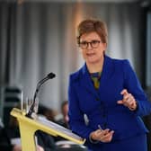 SNP leader and First Minister of Scotland Nicola Sturgeon issues a statement at the Apex Grassmarket Hotel in Edinburgh following the decision by judges at the UK Supreme Court in London that the Scottish Parliament does not have the power to hold a second independence referendum.
