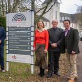 From left: GB Technologies' Mark Moncrieff, June Wilson and Gordon Brown with MSP Racheal Hamilton, Professor Russel Griggs and Phil Morris of GB Technologies.