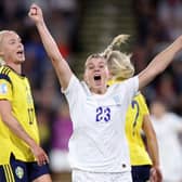Alessia Russo celebrates her wonder goal for the Lionesses in the Euros semi-final.