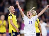 Alessia Russo celebrates her wonder goal for the Lionesses in the Euros semi-final.