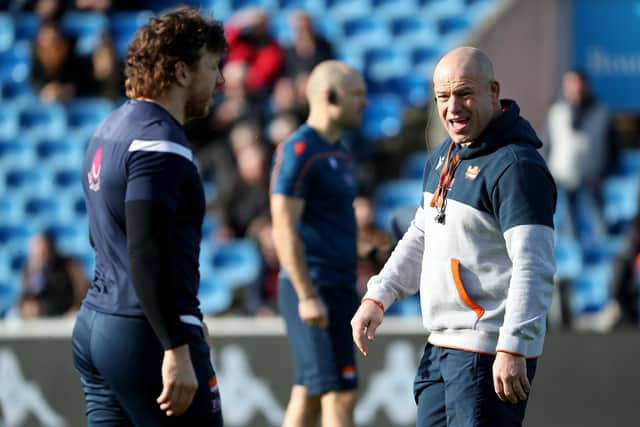 Richard Cockerill with Edinburgh flanker Hamish Watson. Picture: Romain Perrocheau/Getty Images