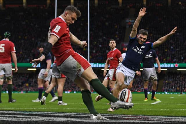 Wales' fly-half Dan Biggar kicked four penalties and the winning drop goal in the 20-17 win over Scotlabd. (Photo by Paul Ellis/AFP via Getty Images)