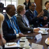 The Chancellor meets representatives from the investment banking sector. Picture: Simon Walker / HM Treasury