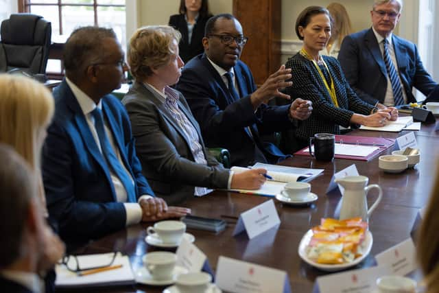 The Chancellor meets representatives from the investment banking sector. Picture: Simon Walker / HM Treasury