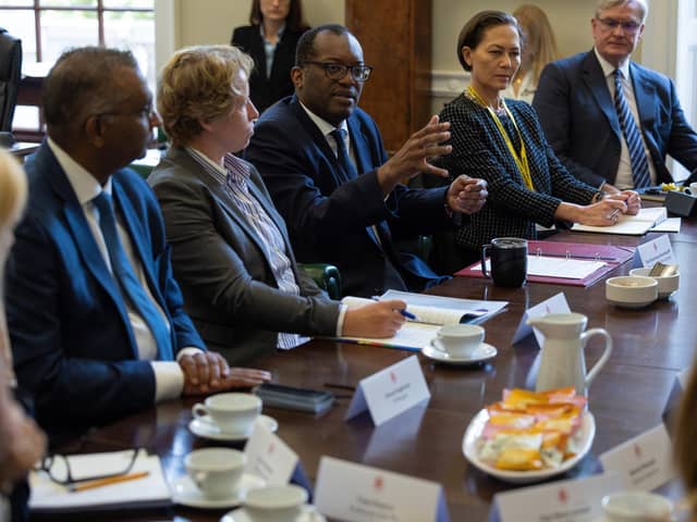 The Chancellor meets representatives from the investment banking sector. Picture: Simon Walker / HM Treasury