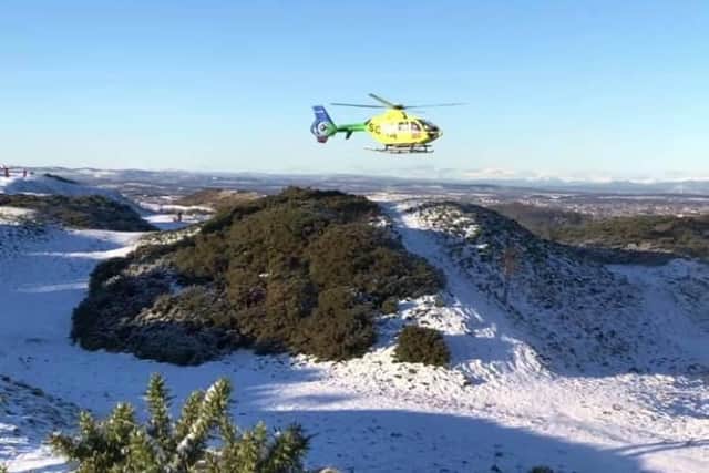 Fiona was taken to hospital by air ambulance after she fell and broke her ankle on the Braid Hills.