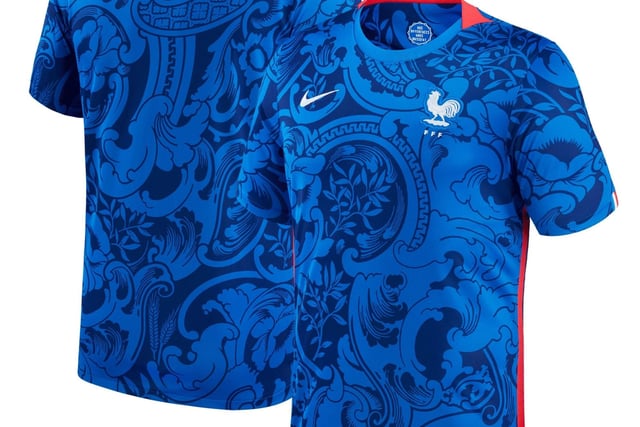 The intricate deep blue without the traditional royal blue of France is topped off with a striking red trim. Nike's best of the tournament - by far.